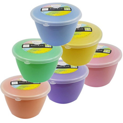 Just Pudding Basins Small 1/2 Pint Steaming Pudding Bowls With Lids Rainbow Collection0.5Pt6Pk from B&Q
