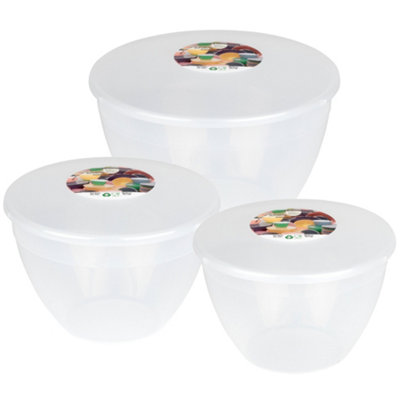 Just Pudding Basins 3 Popular Larger Sizes Of Pudding Bowls And Matching Lids In 1 Set ClearLarge Trio3Pk from B&Q
