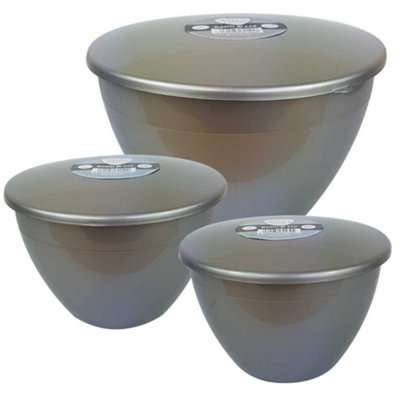 Just Pudding Basins 3 Popular Larger Sizes Of Pudding Bowls And Matching Lids In 1 Set SilverLarge Trio3Pk from B&Q