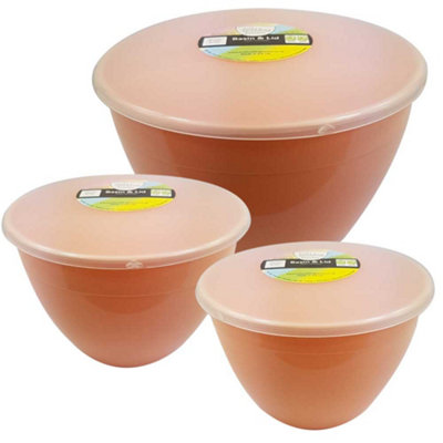 Just Pudding Basins 3 Popular Larger Sizes Of Pudding Bowls And Matching Lids In 1 Set PeachLarge Trio3Pk from B&Q
