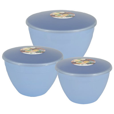 Just Pudding Basins 3 Popular Larger Sizes Of Pudding Bowls And Matching Lids In 1 Set BlueLarge Trio3Pk from B&Q