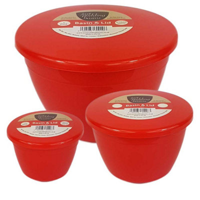 Just Pudding Basins 3 Popular Smaller Sizes Of Pudding Bowls And Matching Lids In 1 Set RedSmall Trio3Pk from B&Q