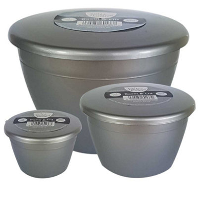 Just Pudding Basins 3 Popular Smaller Sizes Of Pudding Bowls And Matching Lids In 1 Set SilverSmall Trio3Pk from B&Q