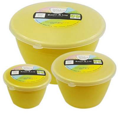 Just Pudding Basins 3 Popular Smaller Sizes Of Pudding Bowls And Matching Lids In 1 Set YellowSmall Trio3Pk from B&Q