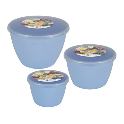 Just Pudding Basins 3 Popular Smaller Sizes Of Pudding Bowls And Matching Lids In 1 Set BlueSmall Trio3Pk from B&Q