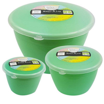 Just Pudding Basins 3 Popular Smaller Sizes Of Pudding Bowls And Matching Lids In 1 Set GreenSmall Trio3Pk from B&Q