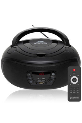 Grouptronics Gtcdr-501 Versatile Boombox Cd Player With Radio, Usb Mp3 & Aux In For Smartphones And Tablets Black