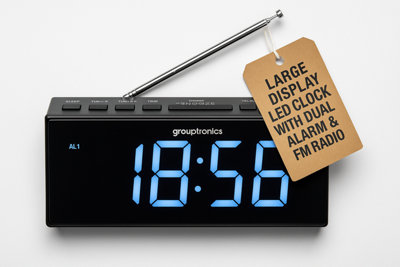 Grouptronics Denver Gtcr-T1M Black Large Digit Digital Alarm Clock Radio With Customizable Brightness And Fm from B&Q
