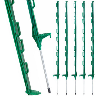 B&Q -  Green 4Ft/1.2M Heavy Duty Plastic Electric Fence PostsTemporary Garden Fencing StakesPack Of 10