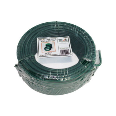 True Products Galvanised Line Straining Tension Wire - Pvc Coated - 25M Green