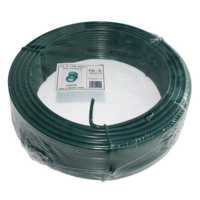 True Products Galvanised Line Straining Tension Wire - Pvc Coated - 52M Green
