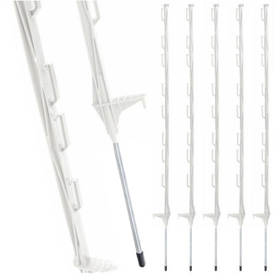 True Products White 4Ft/1.2M Heavy Duty Plastic Electric Fence PostsTemporary Garden Fencing StakesPack Of 5 from B&Q