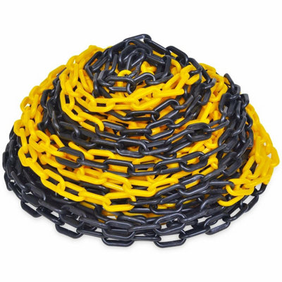 True Products Black/Yellow Plastic Barrier Chain Safety Decorative Garden Fence And - 25M Medium