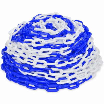 True Products Blue/White Plastic Barrier Chain Safety Decorative Garden Fence & - 25M Medium