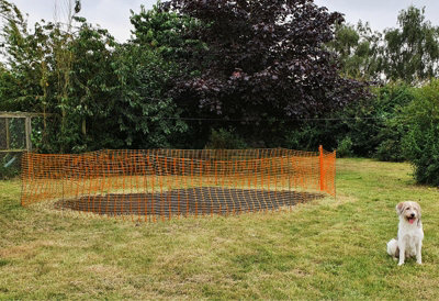 True Products Orange Plastic Safety Barrier Mesh Fence Netting 1M X 50M & 20 Metal Fencing Pins from B&Q