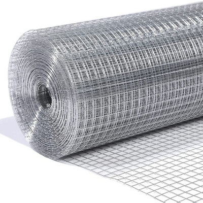 Welded Wire Mesh Fencing 2.5 X 2.5Cm Hole (1"x1") Galvanised H 60Cm X L 30M By Garden Universe Fence Aviary Rabbit Chicken W01-2 from B&Q