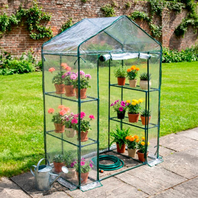 Garden Universe Greenhouse Clear Pvc Cover 4 Shelves 1.4M X 0.73M Walkin Rollup Door Polytunnel Gh01C from B&Q