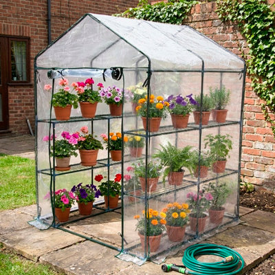 Garden Universe Greenhouse Clear Pvc Cover 8 Shelves 1.4M X 1.4M Walkin Rollup Door Polytunnel Gh02C from B&Q