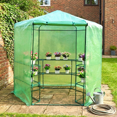 Garden Universe Greenhouse Walkin Green Pe Cover 10 Shelves W 1.94M X H 2.25M Rollup Door Polytunnel Gh05G from B&Q