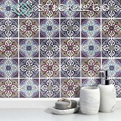 Stick And Go Self Adhesive Stick On Tiles Morocco 4" X 4" Box Of 18 Apply Over Any TileOr Directly On To The Wall from B&Q