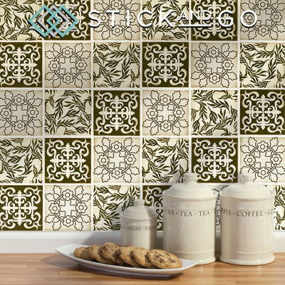 Stick And Go Self Adhesive Stick On Tiles Victoriana 4" X 4" Box Of 18 Apply Over Any TileOr Directly On To The Wall from B&Q