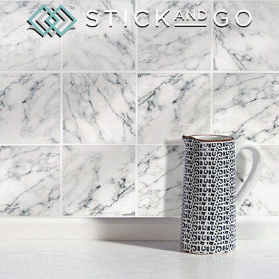 Stick And Go Self Adhesive Stick On Tiles Natural Marble 6" X 6" Box Of 8 Apply Over Any TileOr Directly On To The Wall from B&Q