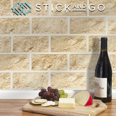 Stick And Go Self Adhesive Stick On Tiles Cotswold Wall 8" X 4" Box Of 8 Apply Over Any TileOr Directly On To The Wall from B&Q