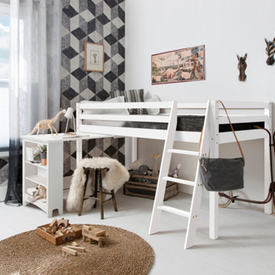 Nöa & Nani Moro Cabin Kids Solid Wood Midsleeper Bed With Pullout Desk In Classic White from B&Q