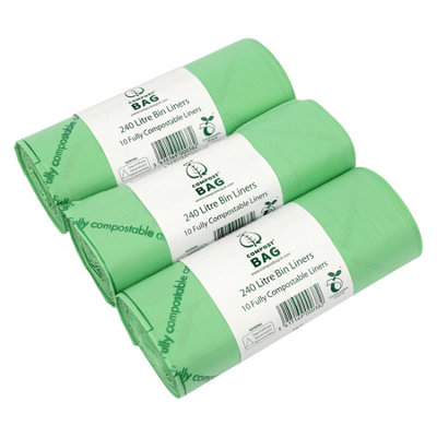 240L Compost Bag Compostable Bin Liners (Large Wheelie Bins)3 Rolls from B&Q