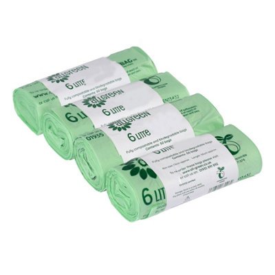 All- 6L Compostable Kitchen Caddy Liners (Small) - 4 Rolls Green