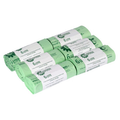 All-Green Green 6L All- Compostable Kitchen Caddy Liners ) - 6 Rolls Small