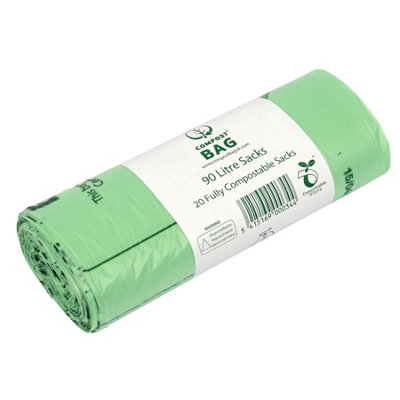 90L Compost Bag Compostable Commercial Bin Sacks1 Roll from B&Q