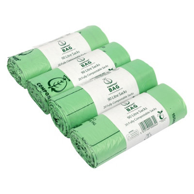 90L Compost Bag Compostable Commercial Bin Sacks4 Rolls from B&Q