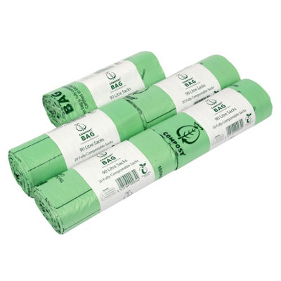 90L Compost Bag Compostable Commercial Bin Sacks5 Rolls from B&Q