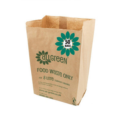 All-Green 8L Ecosack Paper Compostable Caddy Liners (Small)50 Bags from B&Q