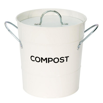 The Caddy Company Compost Pail - White - 3.5L Metal Kitchen Compost Bin with Removable Inner Bucket - Image 3