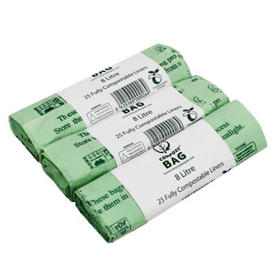 8L Compost Bag Compostable Kitchen Caddy Liners (Medium)3 Rolls from B&Q
