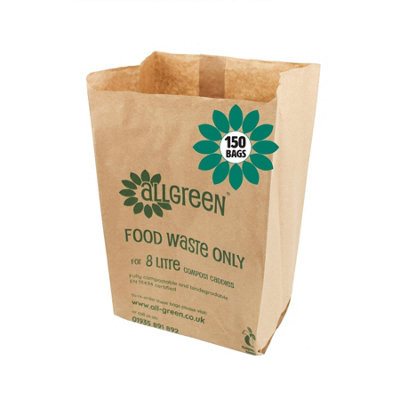 All-Green 8L Ecosack Paper Compostable Caddy Liners (Small)150 Bags from B&Q