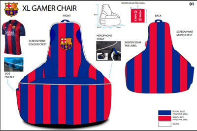 Kaikoo Xl Gamer Chair Barca Stripe from B&Q