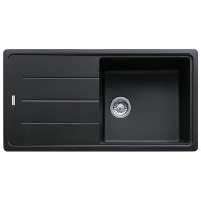 Franke Basis Bfg611-97 1-Bowl Granite Inset Kitchen SinkMatt Black970 X 500 X 190mm With 90mm Basket Waste from B&Q