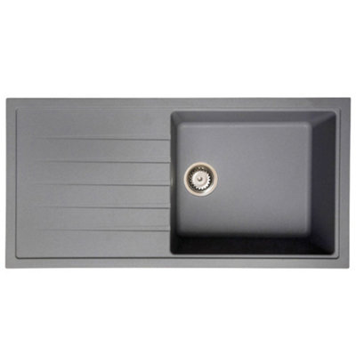 Astini Gianni 1.0 Xl 1000 X 500mm Granite Inset Kitchen Sink1 BowlMatt GreyIncludes 90mm Waste15-Year Guarantee from B&Q