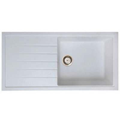 Astini Gianni 1.0 Xl Granite Inset Kitchen Sink1000 X 500mm Single BowlMatt White15-Year Guarantee from B&Q