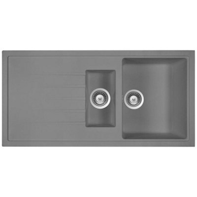 Astini Gianni 1.5-Bowl Granite Inset Kitchen Sink1000 X 500mmMatt GreyWaste Included from B&Q
