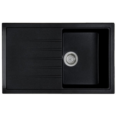 Astini Gianni Compact 1.0 Bowl Granite Inset Kitchen Sink With WasteMatt Black from B&Q