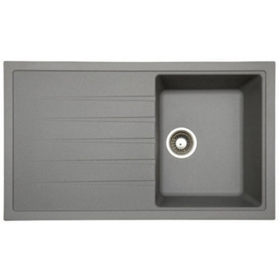 Astini Gianni Compact 1-Bowl Granite Inset Kitchen Sink With Waste860 X 500 mmMatt Grey from B&Q