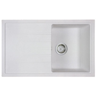 Astini Gianni Compact 1.0-Bowl Granite Inset Kitchen Sink With Waste860 X 500 mmWhite from B&Q