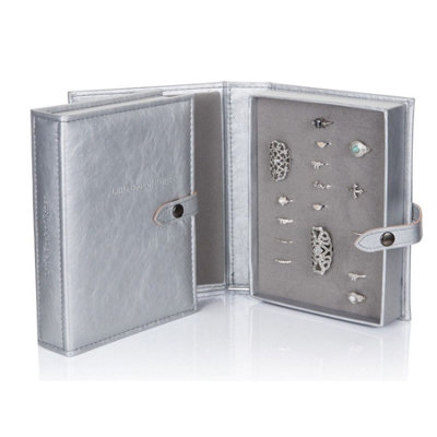  - Little Shop Of Little Box Of Rings LargePortable Faux Leather Ring Organiser Holding 27 RingsSilver20 X 14.5 X 4.5 Cm - Image 4