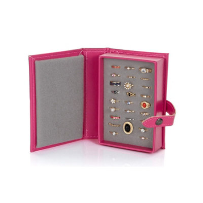 Little Book of Rings Small Pink Jewellery Box Travel Portable Storage Book Gift - Image 4