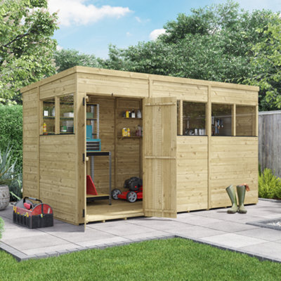 Billyoh Switch Tongue And Groove Pent Wooden Shed - 12X6 Windowed - 11mm Thickness