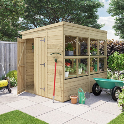 Billyoh Planthouse Tongue And Groove Pent Potting Wooden Shed - 8X6-27397 